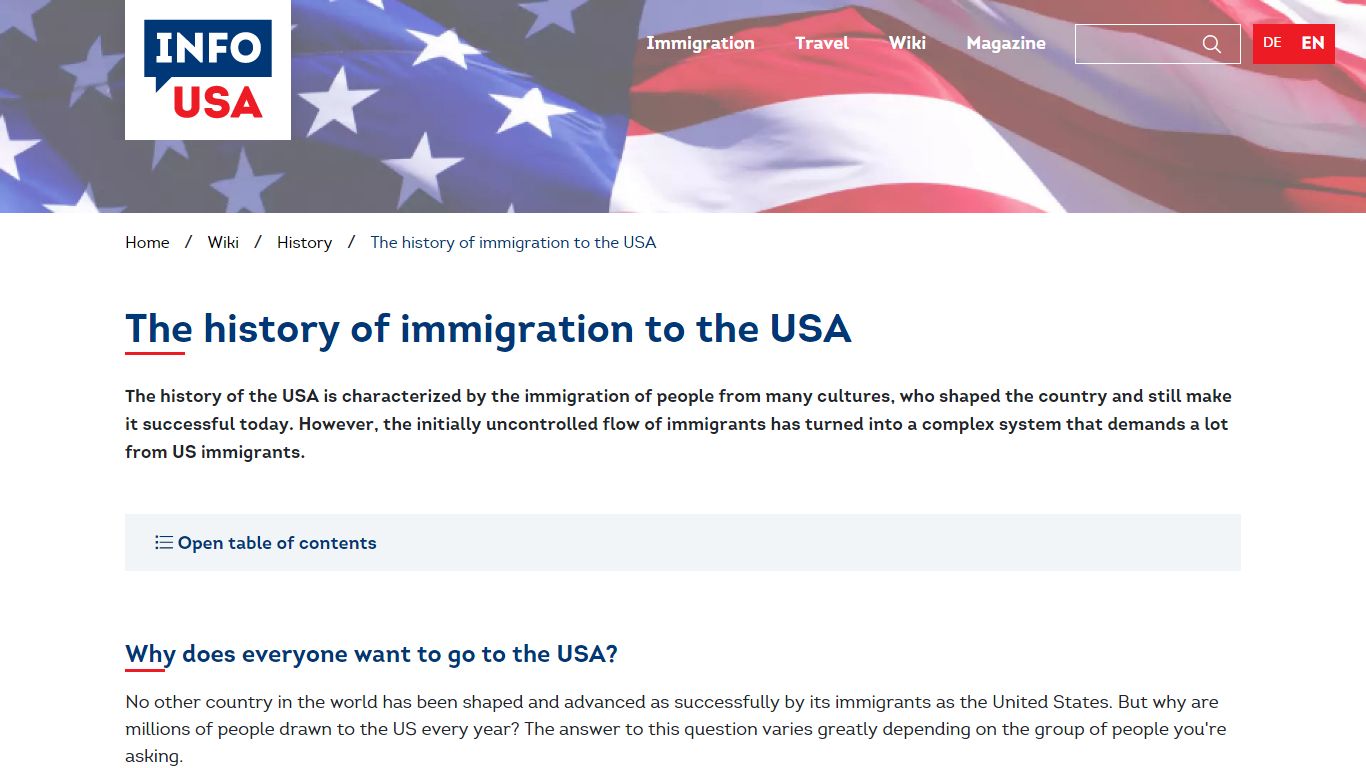 The history of immigration to the USA - info-america-usa.com