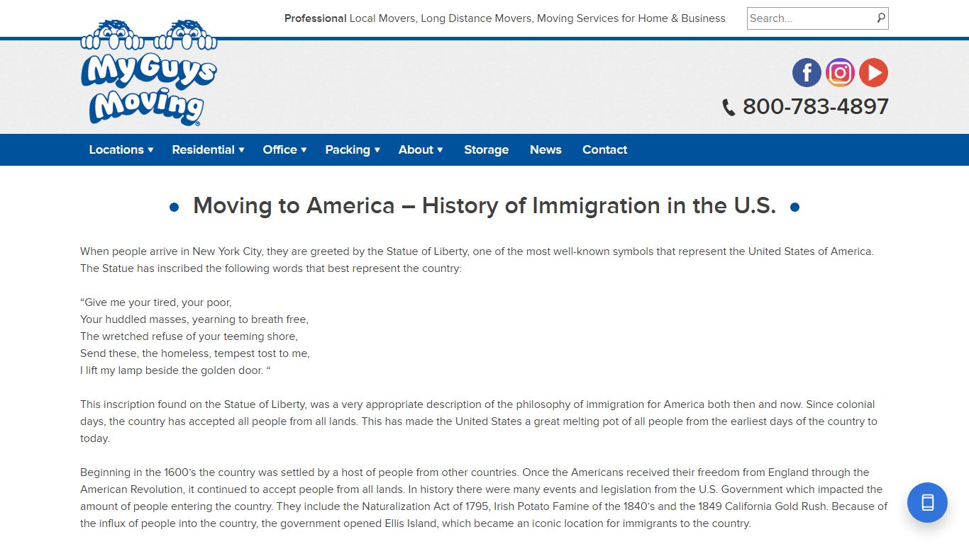 Moving to America – History of Immigration in the U.S.