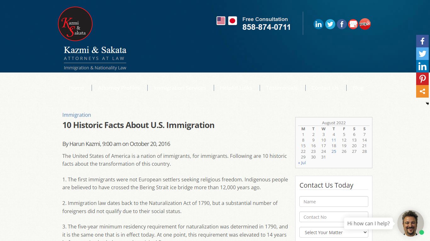 10 Historic Facts About U.S. Immigration - Kazmi & Sakata Immigration ...